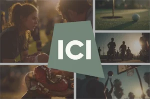 Mosaic Image representing visually where ICI and their speacialty Insurance coverage reaches, with the ICI icon trapezoid centered
